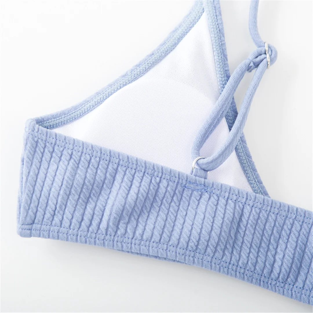 Gerippter Metallring-Bikini, zweiteiliger Damen-Badeanzug, Damen-Badebekleidung, hoch geschnittene Beine, gepolsterter Badeanzug, Badeanzug, Schwimmkleidung V7120 – Detail 27