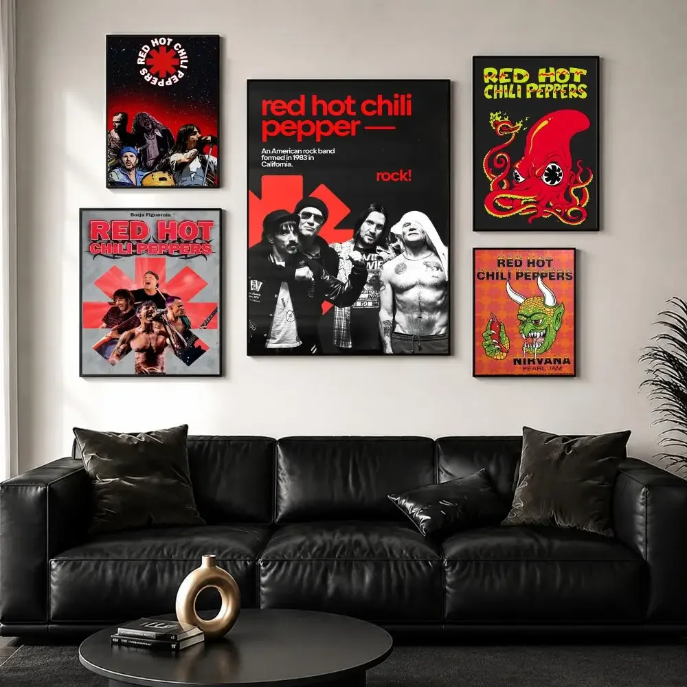 Band R-Red H-Hot C-Chili P-Peppers Poster Perfect Sticker Self Adhesive for Office Home Theater Wall Art Decor Fancy Gift