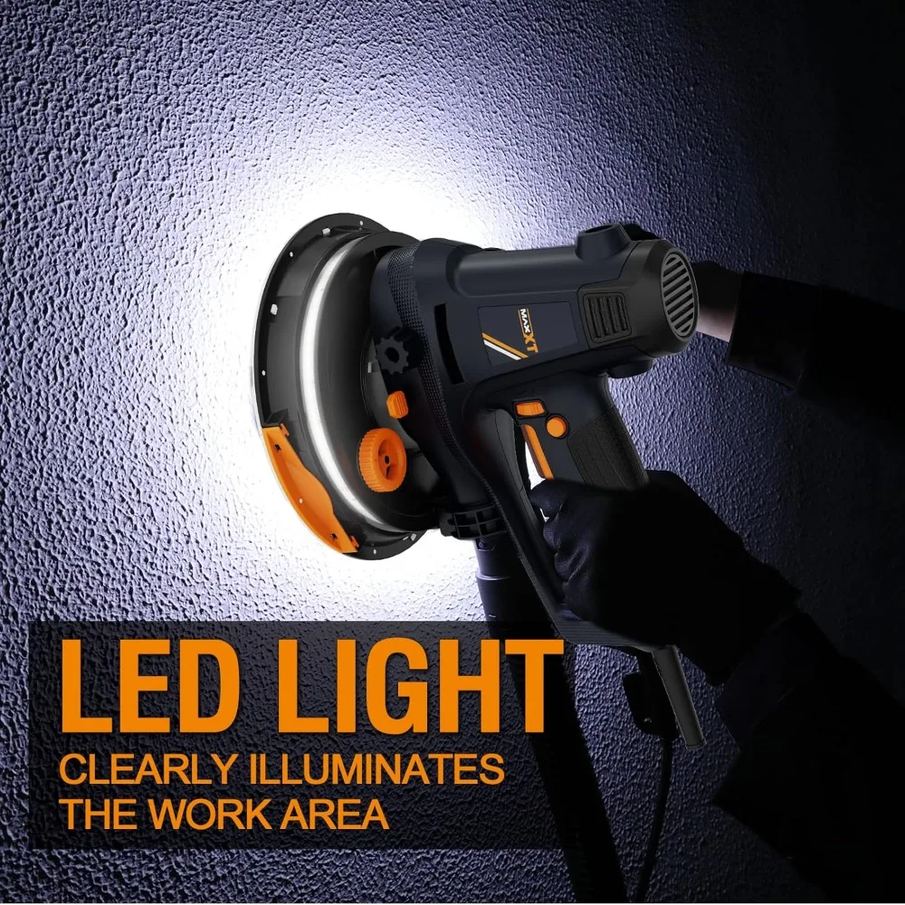 Mesin Amplas Dinding Genggam 810W, Amplas Listrik untuk Dinding, Pengamplasan Kasar dan Halus, Kecepatan Variabel 1500-2800RPM, Pad yang Ditingkatkan