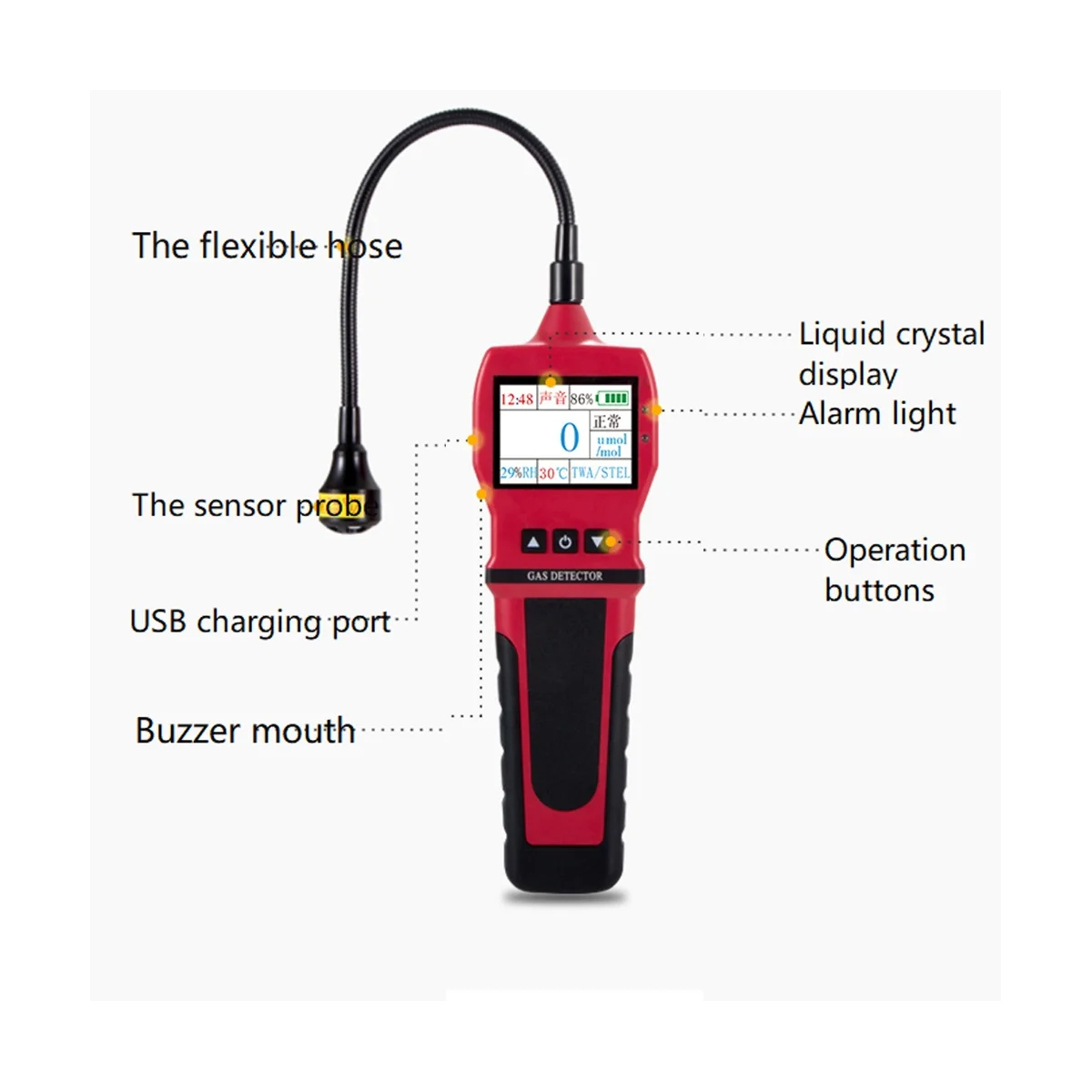 BH-90 Digitale Gaslekdetector 0-10000ppm Ch4 Natuurlijke Kolen Brandbaar Gas Snelle Analysator Sensor (Geel)