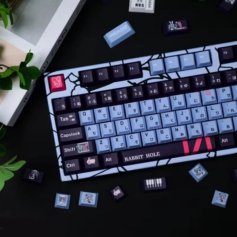 New Miku Rabbit Theme Keycap 120key Cherry Profile Pbt Hot Sublimation Mechanical Keyboard Animation Peripheral Game Keycap