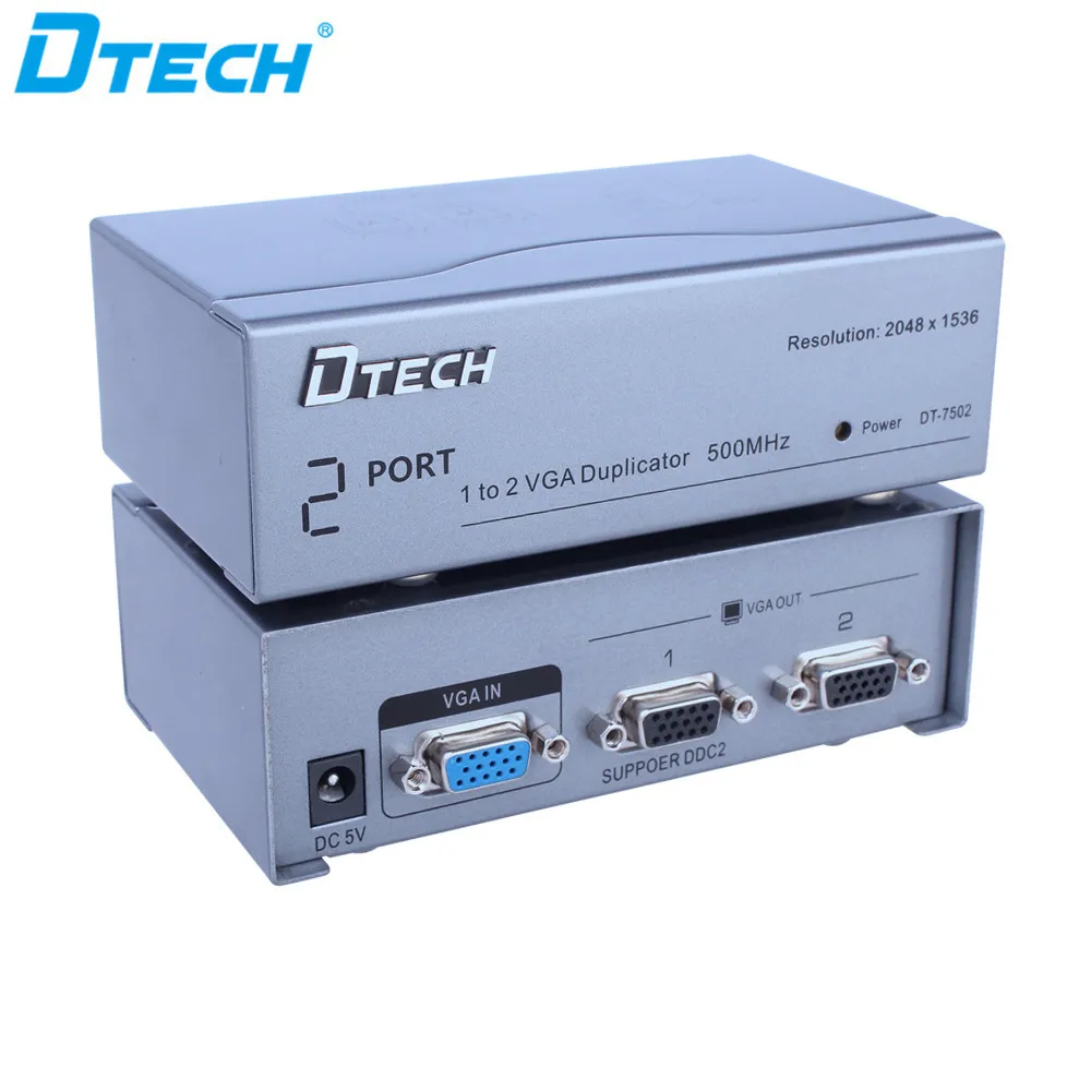 ตัวแยกสัญญาณวิดีโอ DTECH 2 พอร์ต 350mhz 1 อินพุต 2 เอาต์พุต VGA