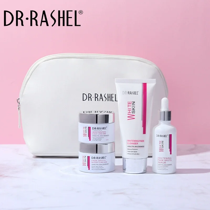 

DR RASHEL Facial Cleanser Cream Serum Arbutin Niacinamide Dark Spots Removal Whitening Skin Care Face Set Kit 4 Pieces