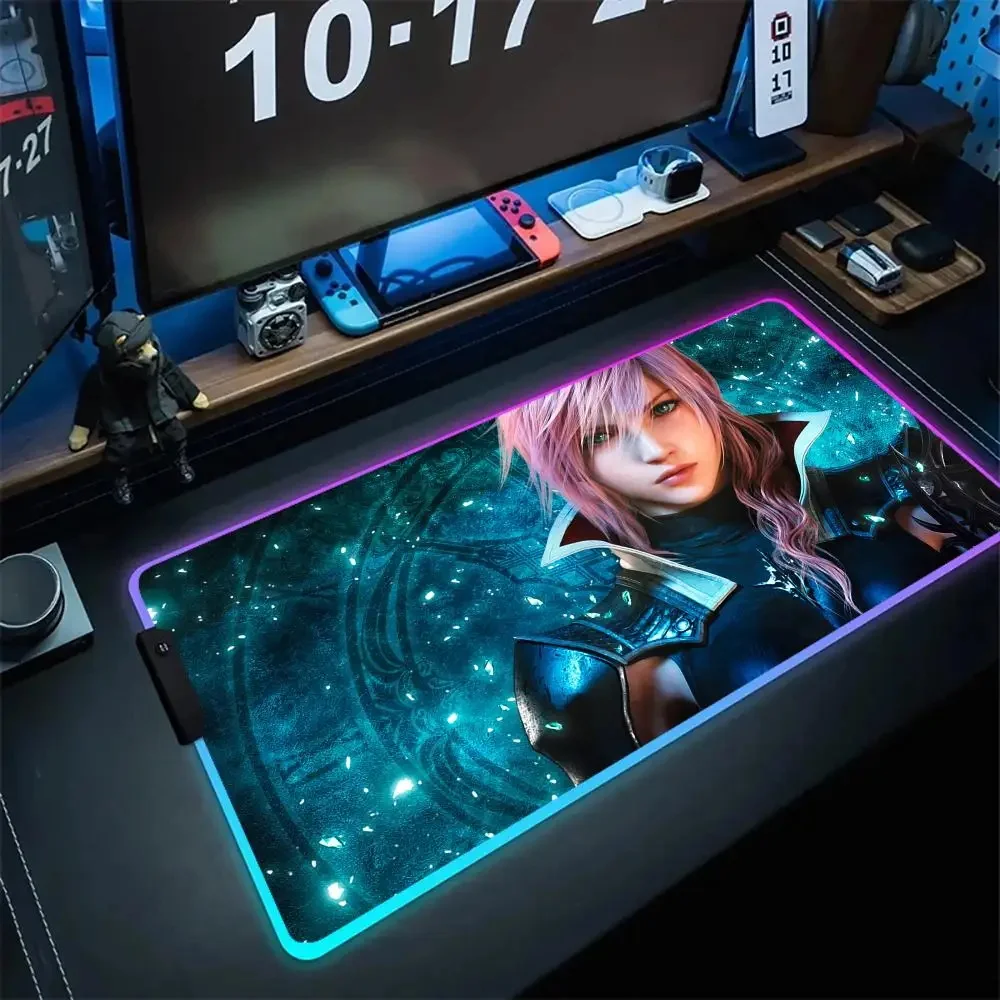 Popular RGB Mousepad Game F_final F_fantasy HD Mouse Pad Computer Accessories Gamer Keyboard Pad Size For E-sports Keyboard