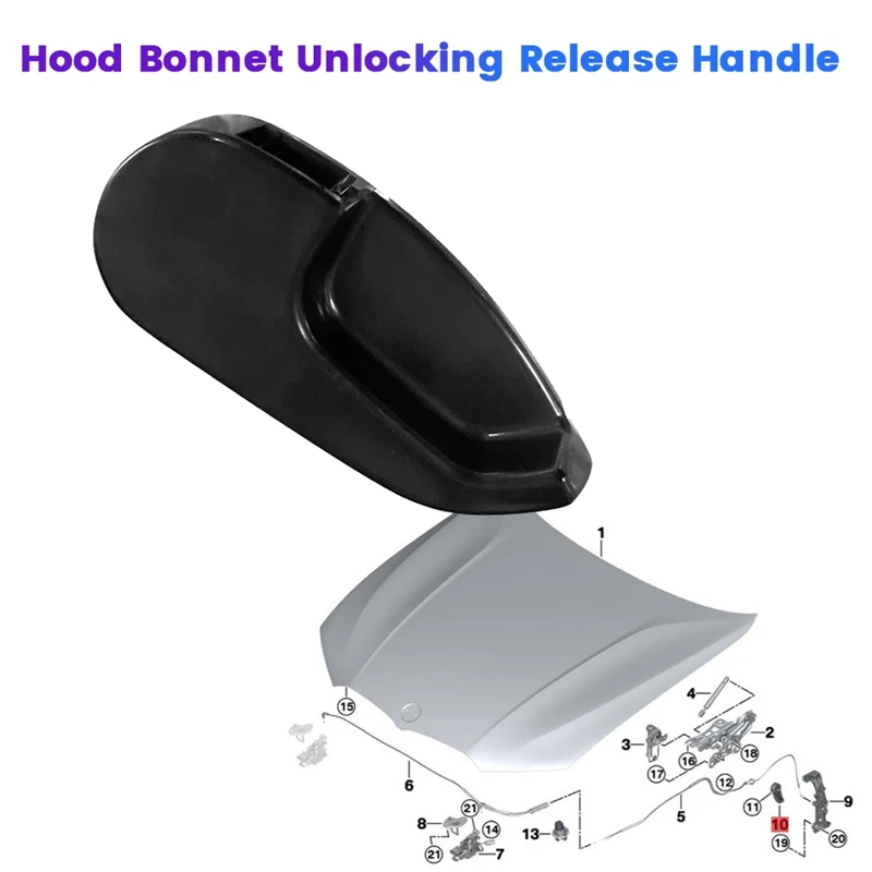 Car Hood Release Handle 51237943204 For BMW 2 3 4 Series G20 G21 G22 G23 G28 G29 2019-2022 Bonnet Unlocking Handle Cover