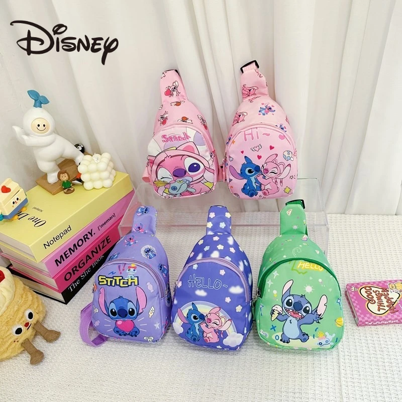 Lilo และ Stitch Disney เด็กกระเป๋า Kawaii การ์ตูนอะนิเมะพิมพ์อุปกรณ์เสริมกระเป๋า Crossbody สําหรับชายและหญิงไหล่กระเป๋า