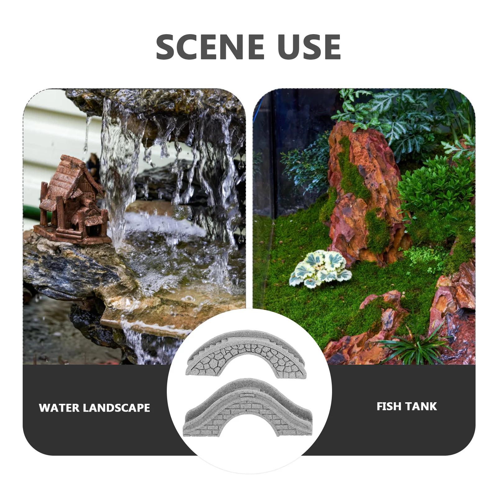 

2pcs Miniature Stone Bridge Ornament Garden Yard Balcony Decor Aquarium Fake Bridge Fish Tank Supplies Underwater Decoration