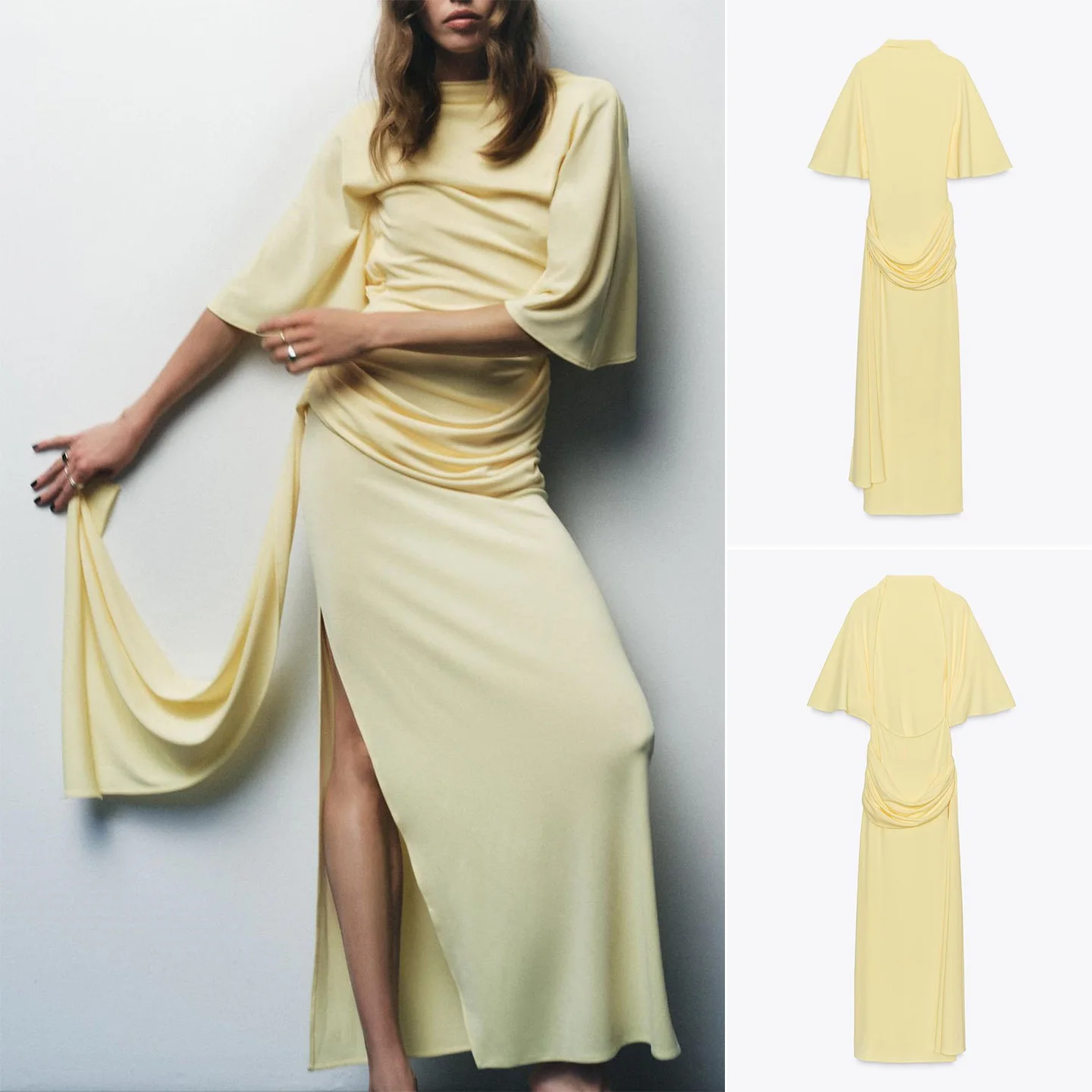 Outono 2025 Nova chegada tapete gola alta ort Sve Bal decoração em camadas longo Dr Casual Sle fibra de poliéster...