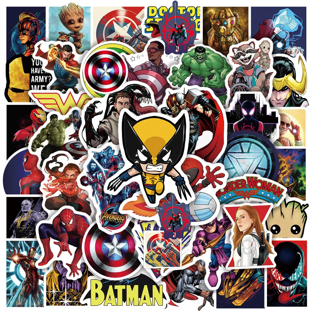 

10/30/50pcs Marvel Mix Anime The Avengers Super Hero Stickers Laptop Luggage Skateboard Car Waterproof Graffiti Sticker Kids Toy