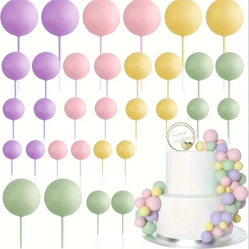 20/30 Stück Kuchenbälle Dekoration vergoldet schwarz alles Gute zum Geburtstag Schaumstoffball Kuchenaufkleber Party Muttertag Dekor DIY Hochzeitsdekoration – Detail 11