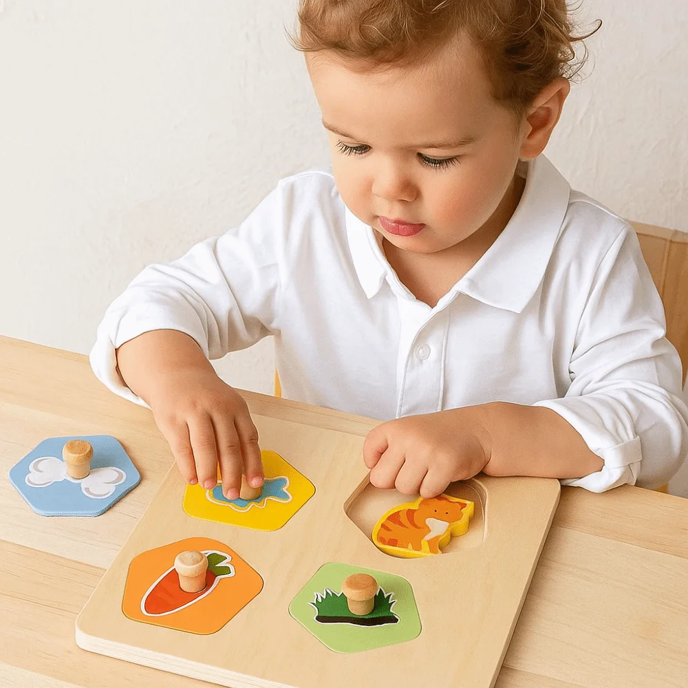 Tablero de rompecabezas de madera, rompecabezas 3D, patrón cognitivo Montessori, juego de mesa a juego, rompecabezas interactivo portátil de animales