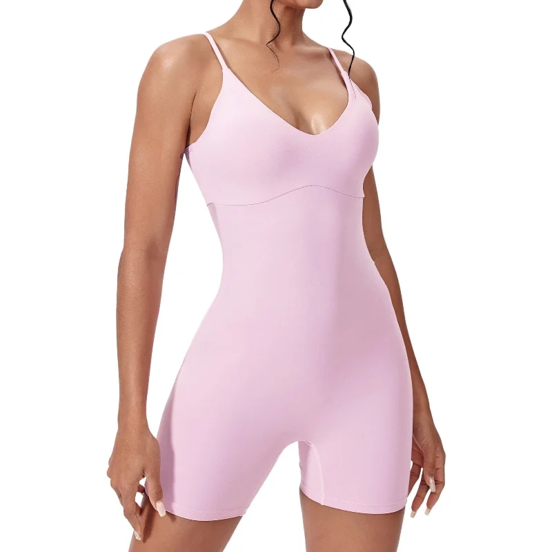 

Women's One-Piece Bodysuit with Built-in Bra Sexy Cutout Back Shorts Yoga Clothes Sports and Hip Lifting Shapewear for Halloween