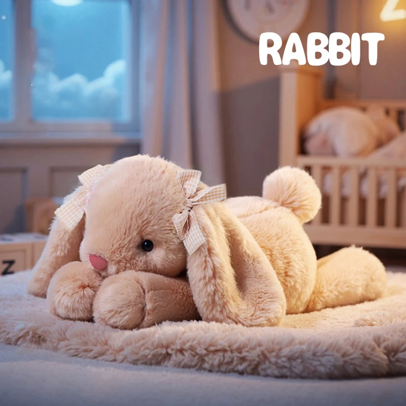 ตุ๊กตากระต่ายหูยาวน่ารัก ตุ๊กตากระต่ายนอนหงาย ของเล่นนุ่มนิ่มเพื่อนนอนหลับ ของตกแต่งห้องโซฟา ของขวัญวันเกิดสำหรับเด็กผู้หญิง