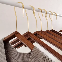 Black Walnut Hangers Brass Swan Hooks Seamless Clothes Hangers Clothing Store Display Rack Wardrobe Storage Rack