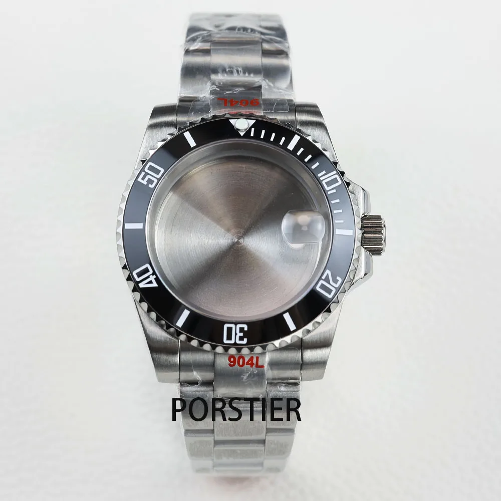 Boîtier de montre NH35 40mm, lunette en céramique noir/vert/bleu, verre saphir étanche pour mouvement NH35 NH36, cadran 28.5mm Submariner