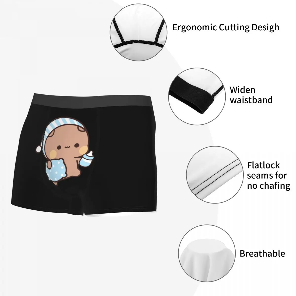 Bubu Dudu Sleep Man Underwear Panda Bear Boxer Shorts Panties Sexy Mid Waist Underpants for Male S-XXL