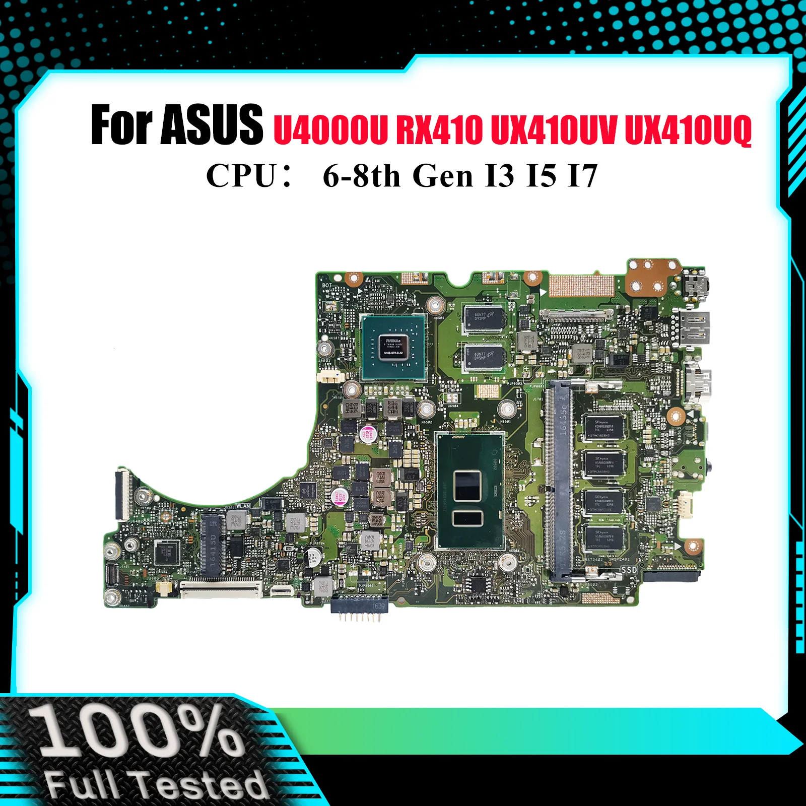 

Материнская плата UX410UV для ноутбука ASUS UX410UQ RX410 UX410UQK UX410UFR U4000U UX410UV UX410UQR UX310U с процессором I3 I5 I7