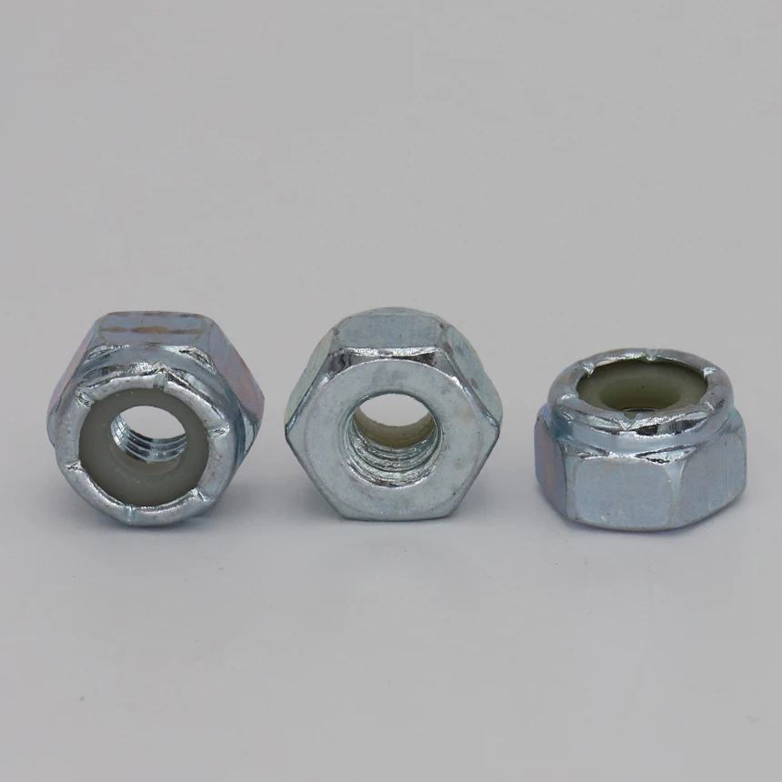 M14 M16 DIN985 White Zinc Plated Galvanized Carbon Steel Prevailling Torque Type Nylon Insert Jam Hexagon Hex Lock Nut