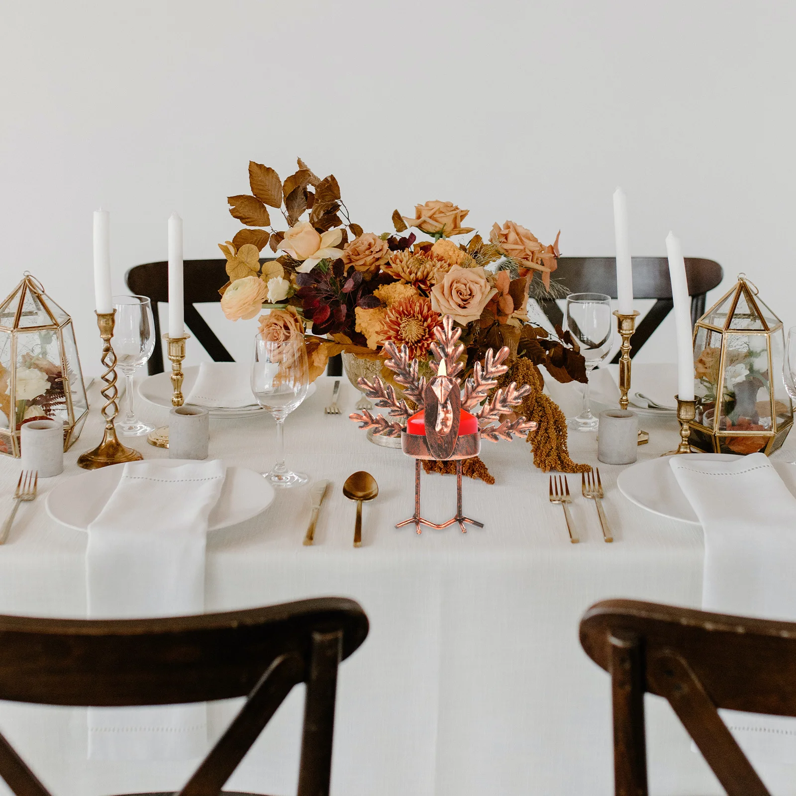 

6Pcs Iron Stand Decorative Turkey Candlestick for Dinner Party Wedding Anniversary Home Decor Warm Atmosphere Living Room