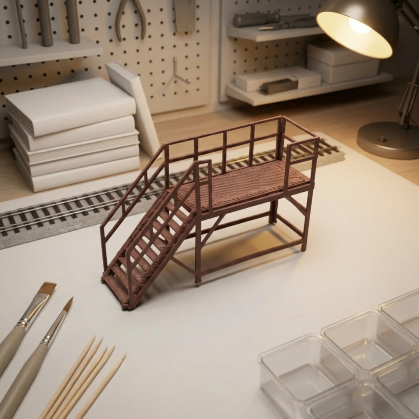 

Maintenance Ladder Platform Industrial Railway Access Platform Scenery Realistic Scale for Model Builders, Rail Yards