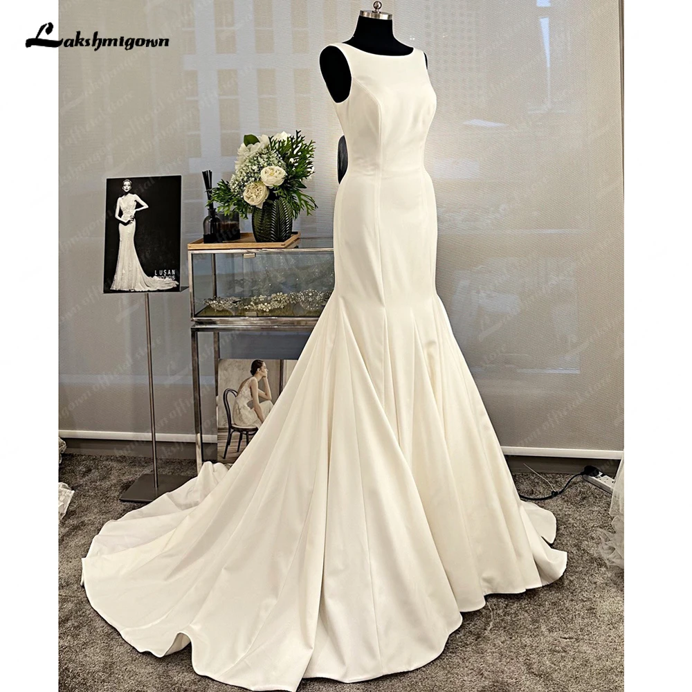 Lakshmigown eleganckie kobiety krepa suknia ślubna na plażę 2025 Vestidos cywilne suknie ślubne syrenka Backless Vestidos de Nova