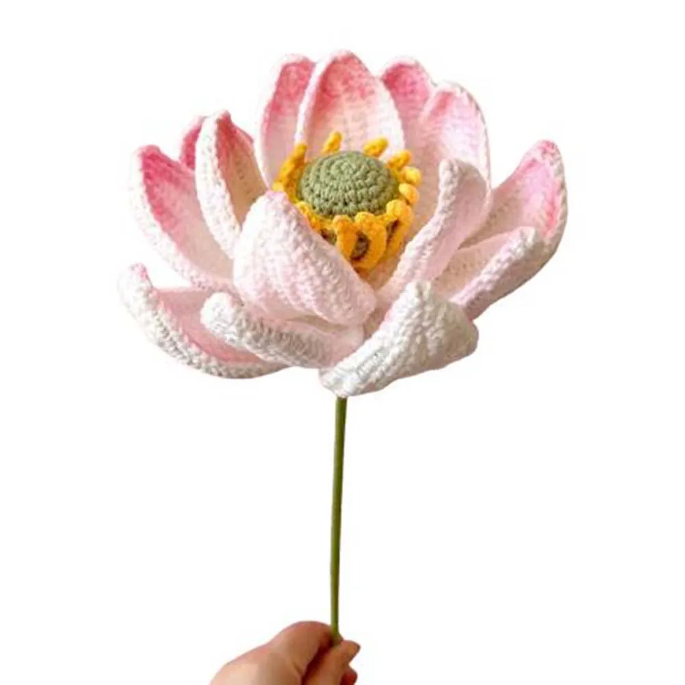 

Creative Handmade Crochet Lotus Flowers Finished Product Knitted Wool Simulated Flower Artificial Flowers Home Decoration