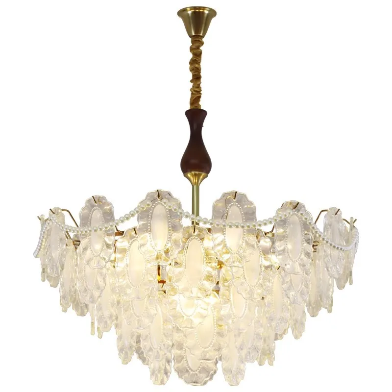 

Living room crystal chandelier French light luxury post-modern retro dining room bedroom light glass Internet celebrity 2025 new