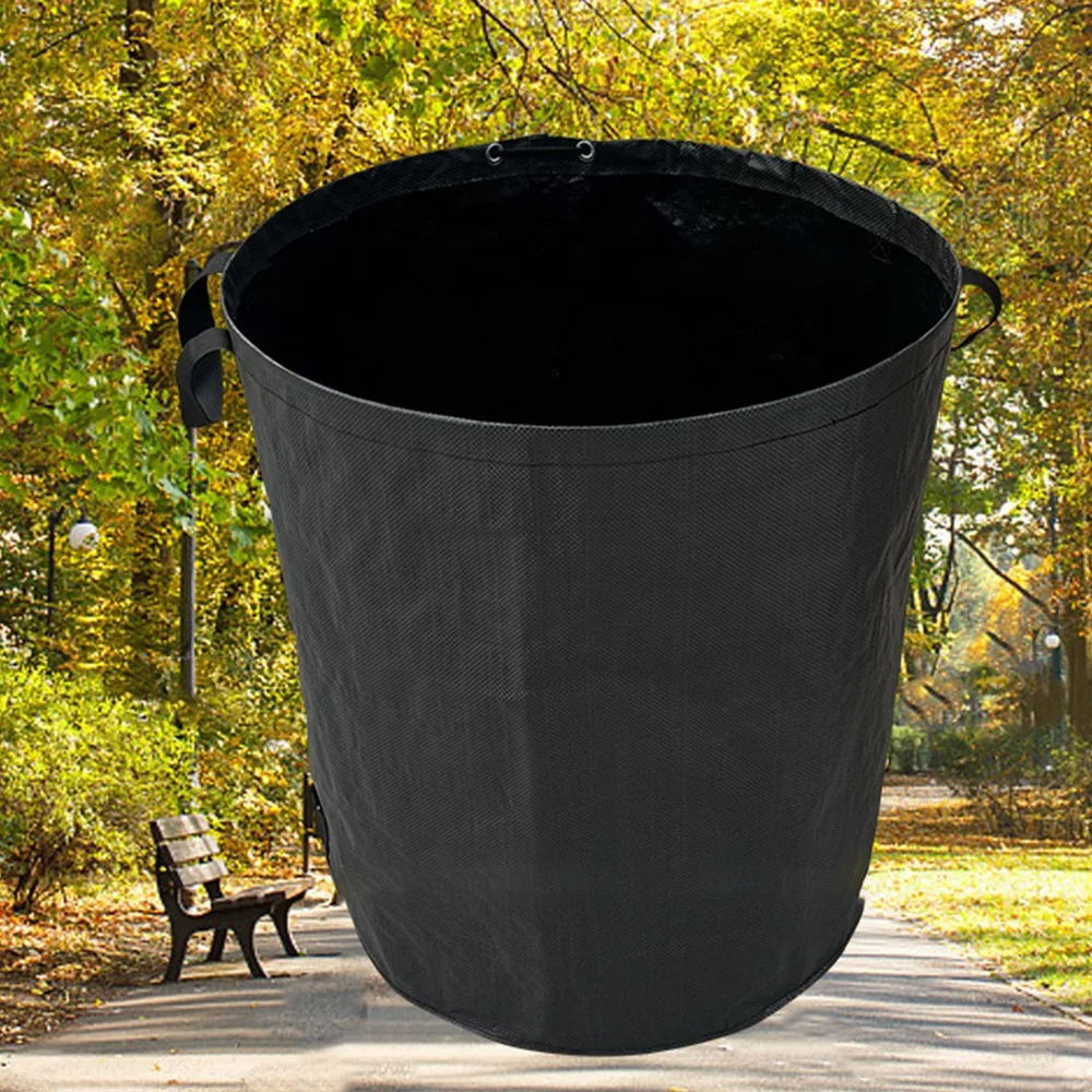 Hight Quality PP Reusable Garden Bag Waterproof 120/270/500L Large Capacity Leaf Sack Black Foldable Bag Garden