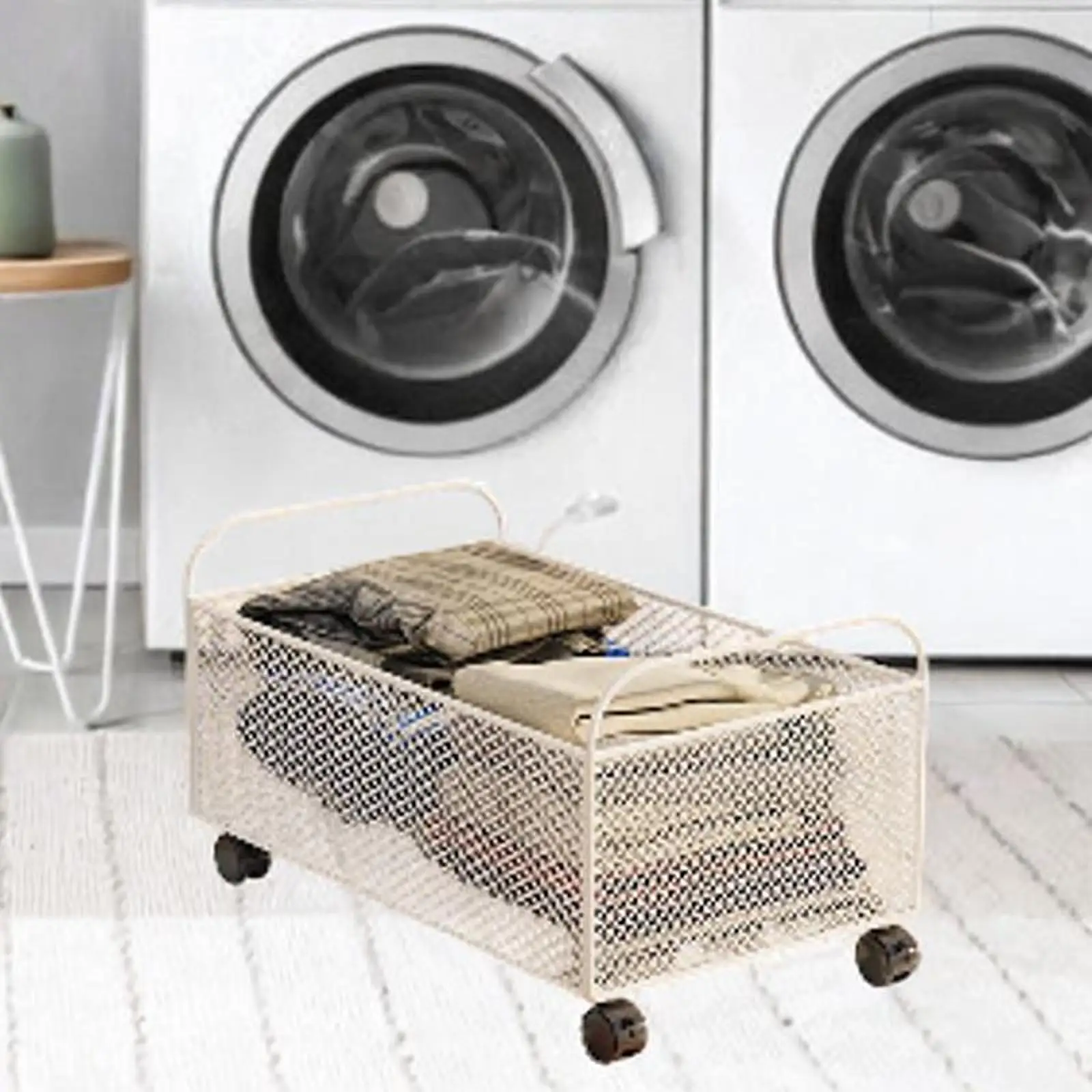 Laundry Basket with Wheels Rolling Laundry Hamper for Bedroom Apartment Dorm