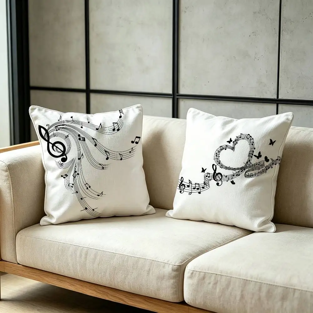 Five-line Staff Music Throw Pillow Cover Neutral Decor Cushion Cover Soft Sofa Couch Bed Home Decor Pillow Case