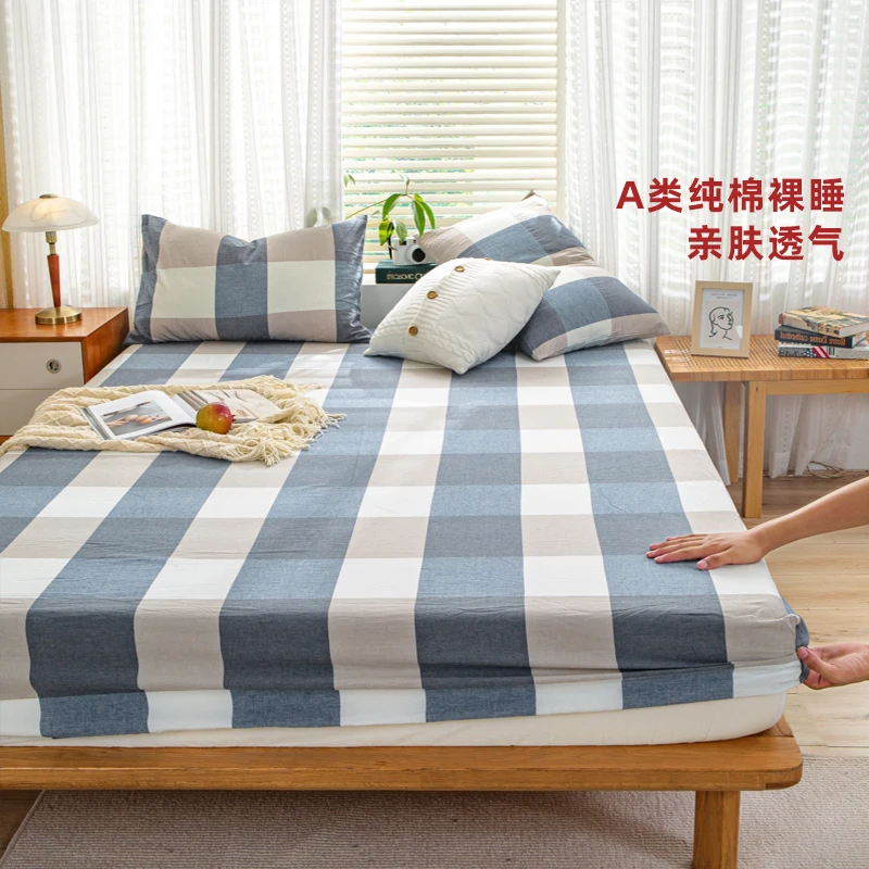 

pure cotton mattress single-piece mattress protective cover, bedspread cover dustproof double three-piece set 2024 latex