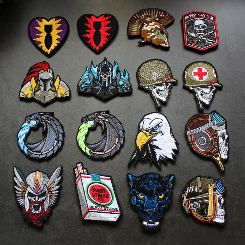 One-toothed Embroidery Patches Hook and Loop Dragon Armband Free Eagle Bear Morale Badge PDW Patch Backpack Tactical Stickers