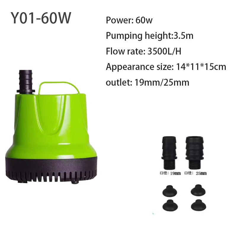 Dompelpomp voor aquariumvijver, hydrocultuur tuinfontein, ultrastille waterval, 6W, 12W, 25W, 60W, 100W 110V-220V