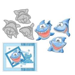 MangoCraft Funny Cartoon Sharks Shaker Cutting Dies DIY Scrapbooking Supplies Metal Dies Knife Mold For Card Making Albums Decor