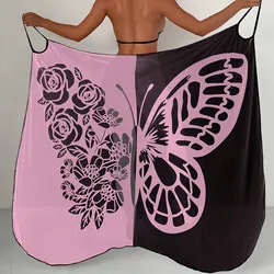 New Butterfly Print Beach Skirt Scarf Sexy Mesh Colored Multi Color Swimwear For Women