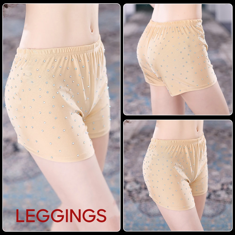 

Защитные короткие штаны для танца живота с защитой от воздействия, леггинсы для женщин, танцевальные штаны с бриллиантами, подкладка, аксессуары для взрослых женщин
