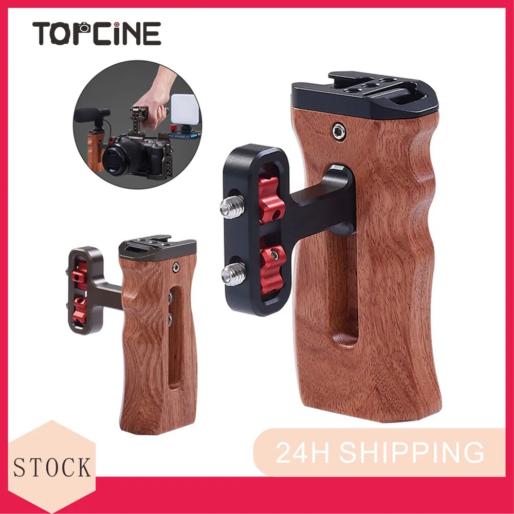 

Topcine Universal Camera Cage Wooden Handle Protective Frame Cover Microphone Fill light Side Grip for DSLR