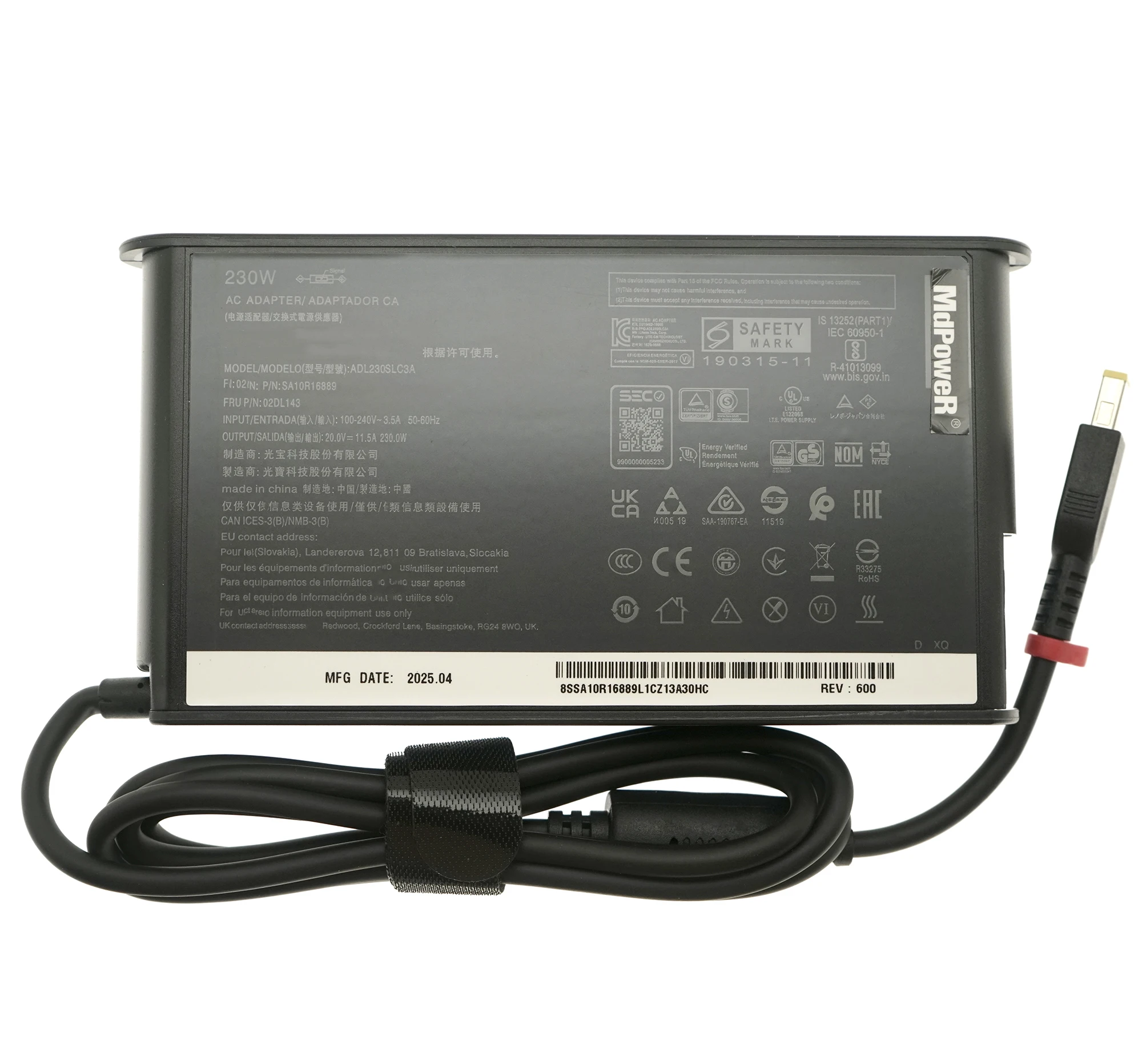 

Оригинальный адаптер переменного тока ADL230SCC3A 20 В 11,5 А 230 Вт, зарядное устройство для ноутбука Lenovo Legion Y740 Y920 Y540 P70 P71 P72ADL230NLC3A 00HM627