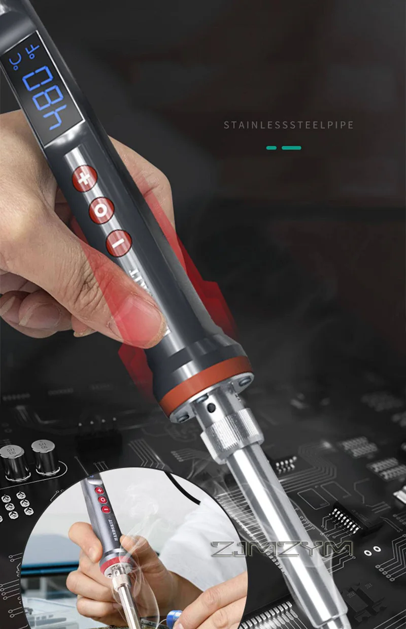 100W Electric Soldering Iron Digital Temperatura Adjustment Auto Sleep Internal Ceramic Heating Electronic Welding Tool