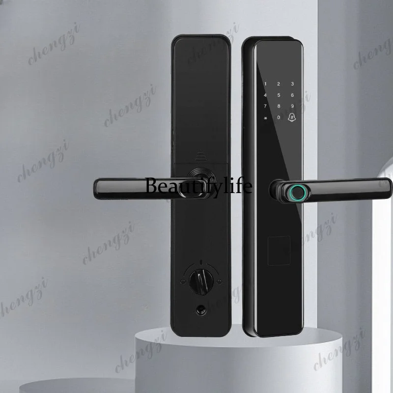 TUYA TT fingerprint one grip open smart door lock household anti-theft door lock electronic password lock door