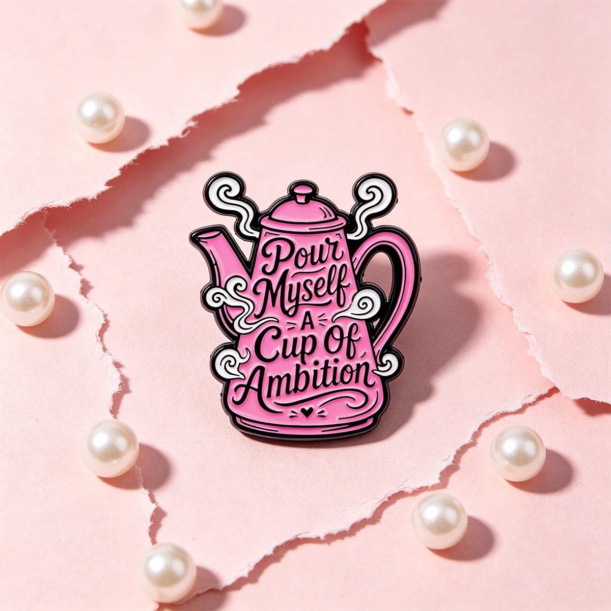 9-teiliges Teekannen-Emaille-Pin-Set „Pour Myself A Cup Of Ambition“ Zitat Reversnadel Lustige Brosche Rucksack Kleidung Dekor Abzeichen – Detail 4