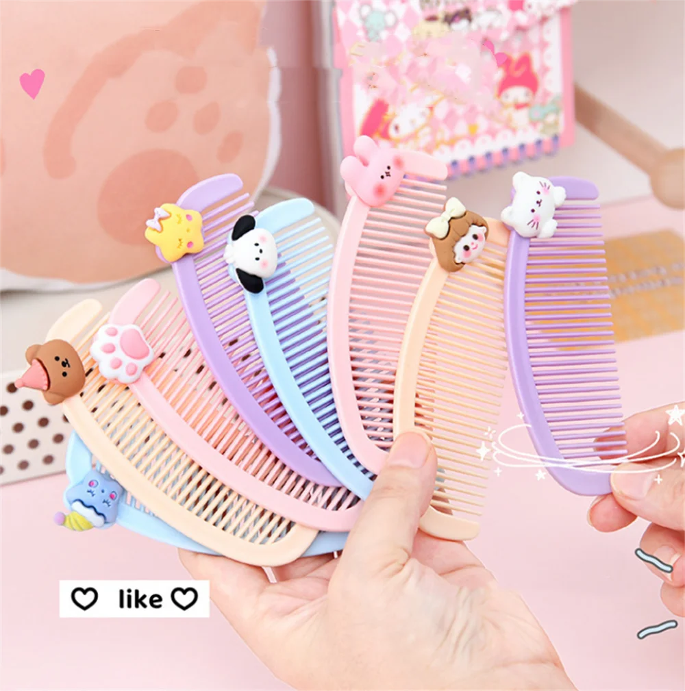 Cartoon Mini Crescent Comb Women Girls Hair Brushes Hairbrushes Plastic Teeth Baby Body Care Hair Accessories Portable Comb 1PC