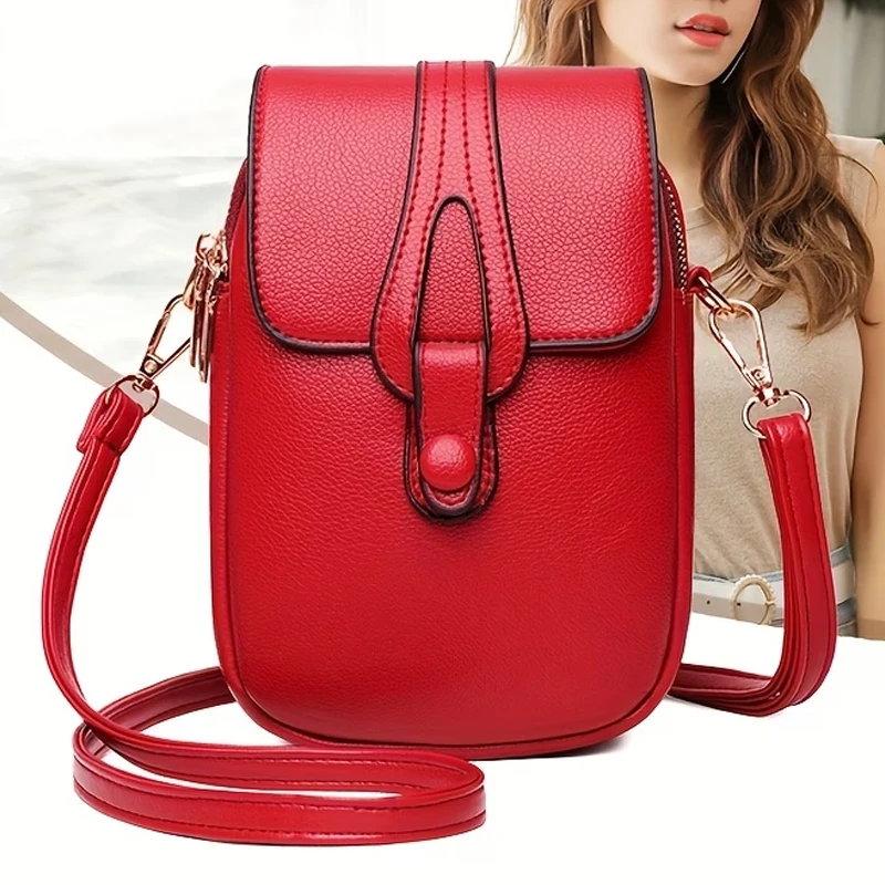Damen Mini-Handytasche aus PU-Leder, kleine Umhängetasche, mehrfarbig, lässig, leicht, Handytasche für den täglichen Gebrauch und Reisen – Detail 7