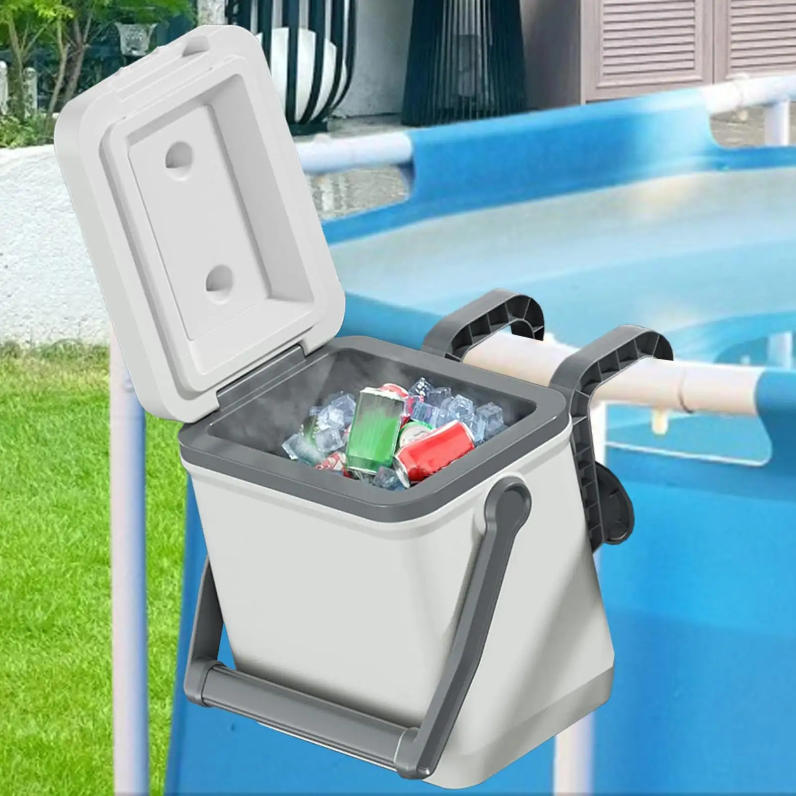 

Swimming Pool Cooler Insulated Hard Cooler With Handle Chill Box Waterproof Spa Accessories Swimming Travel Companion For Picnic