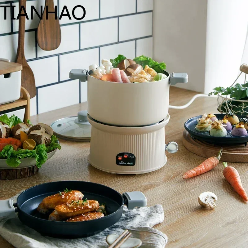 Split Electric Caldron Small Portable Multi-Cooker for Bedroom Dormitory Noodles Soup Rice Warmer Tapioqueira