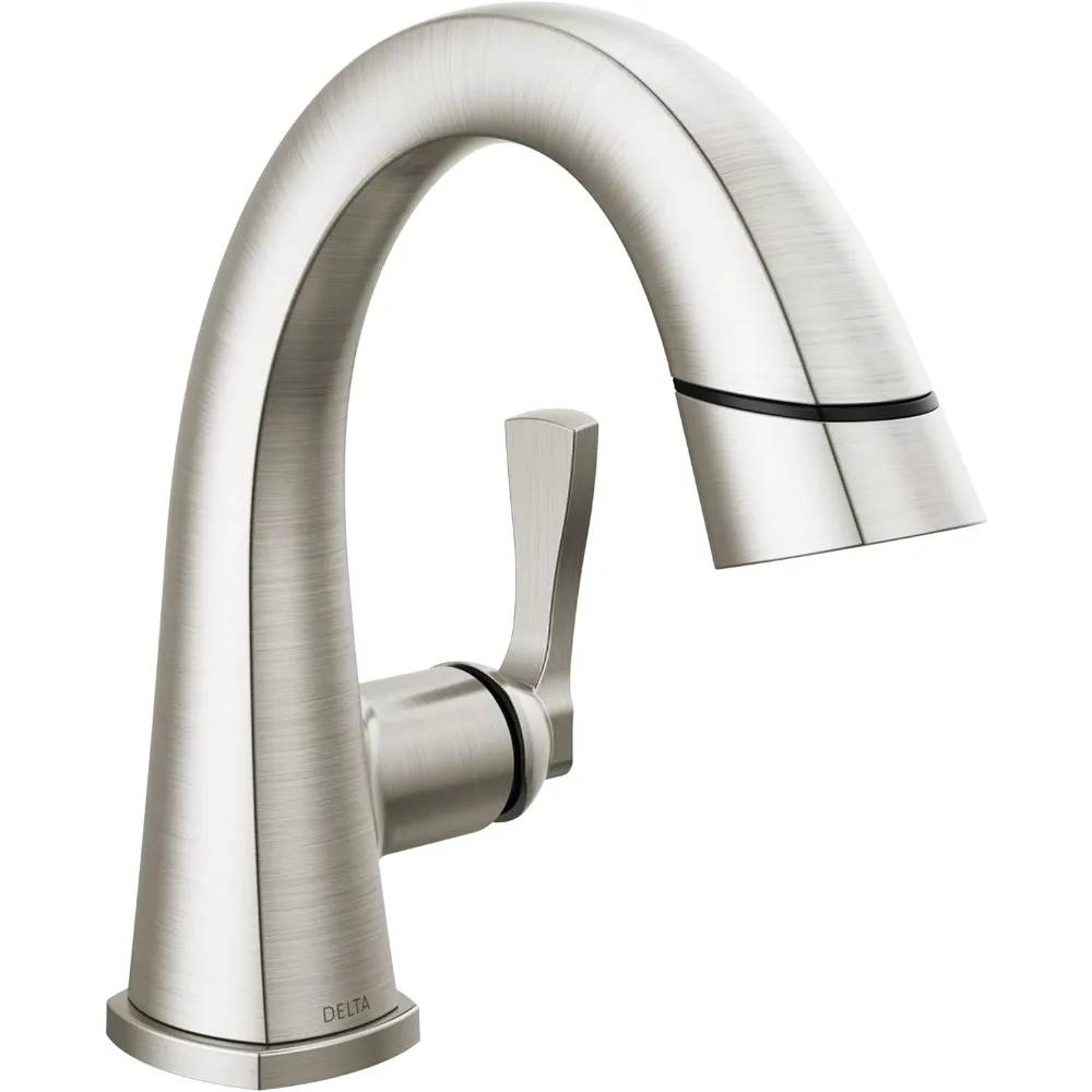 Faucet Stryke Pull Down Bathroom FaucetBathroom Pull Out FaucetBrushed Nickel Single Hole Bathroom Faucet with Pull Down Sprayer