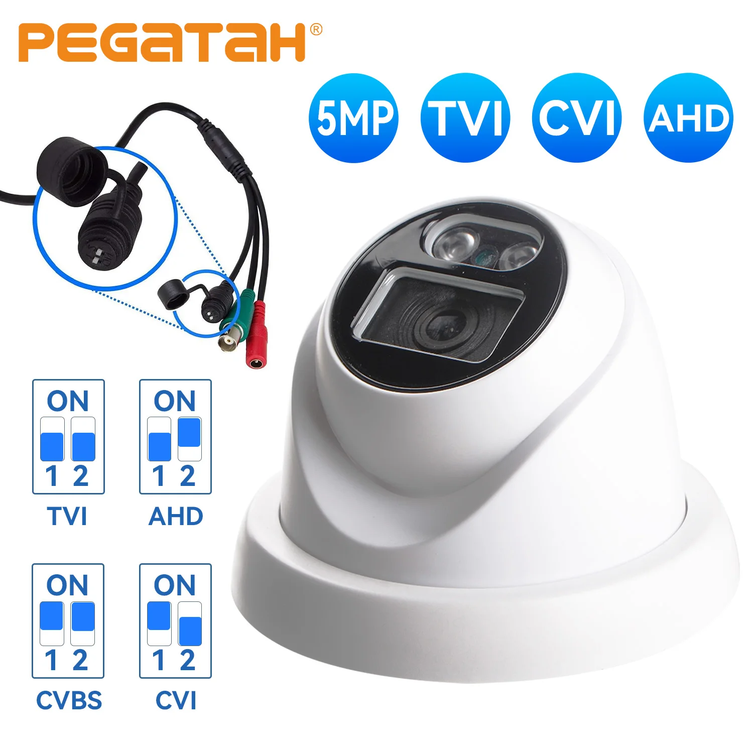 

Профессиональная уличная купольная камера 4-в-1, 5 МП HD, аналоговая AHD/TVI/CVI/CVBS, ИК-подсветка 10-15 м, ночное видение, всепогодная защита, камера видеонаблюдения