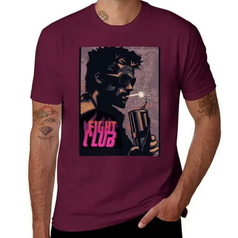 Fight Club Tyler Durden Smoking a Dynamite T-Shirt hippie clothes oversizeds Men\'s t shirts