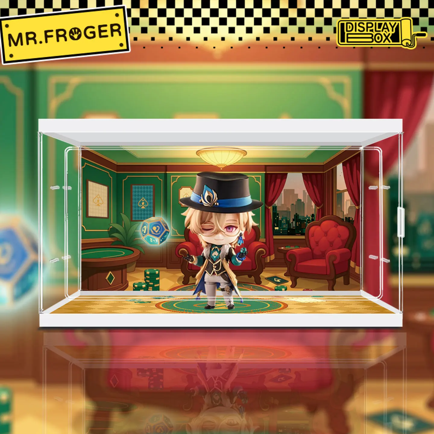 

MrFroger Desplay box Dustproof Desktop Storage Box for HonkaiStarRail Aventurine Nendoroid Blind Box Organizer