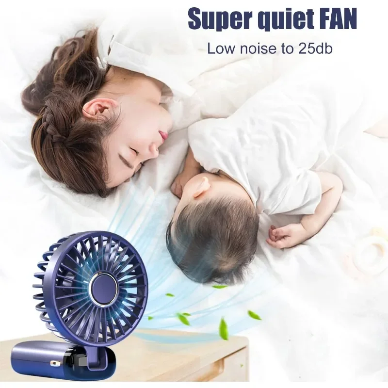 Small Cooler Mini Fan Foldable Handle Fan Adjuster Portable Mobile Phone Holder Battery Display Dedicated To Summer Home Desk view 2